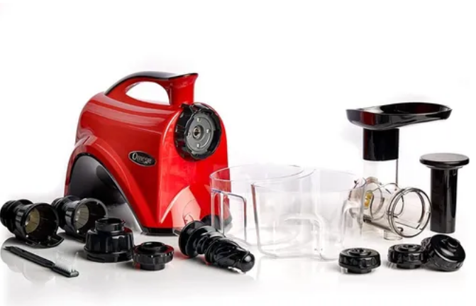 Extractor y Exprimidor de jugos Omega NC900HRD19, Exprimidor Lento Masticador Prensa 150W